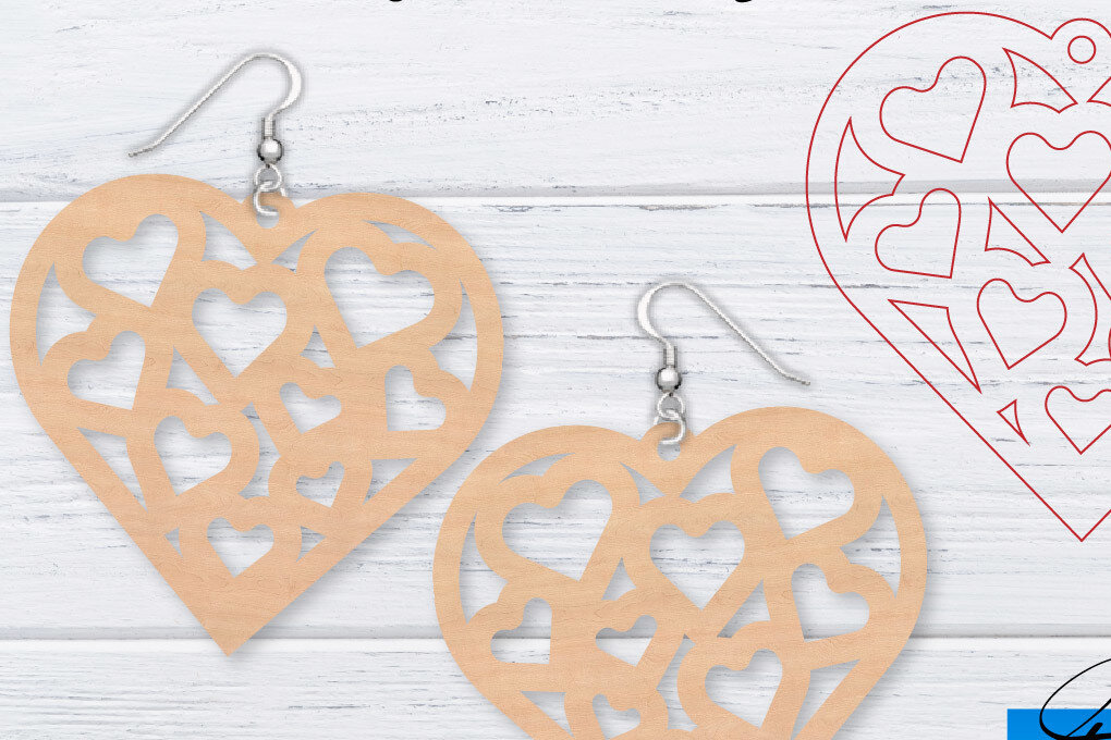 Σετ των 3 Intra απο ξύλο plywood 3mm-4mm πάχος – Σκουλαρίκια Valentine's | Δίασταση  5x5 cm INTRAFABR-49759998