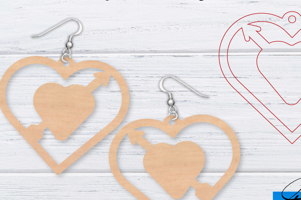 Σετ των 3 Intra απο ξύλο plywood 3mm-4mm πάχος – Σκουλαρίκια Valentine's | Δίασταση  5x5 cm INTRAFABR-49761241