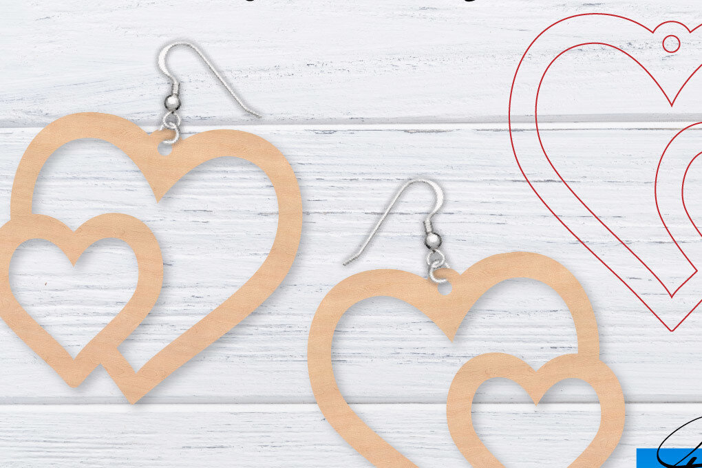 Σετ των 3 Intra απο ξύλο plywood 3mm-4mm πάχος – Σκουλαρίκια Valentine's | Δίασταση  5x5 cm INTRAFABR-49761329