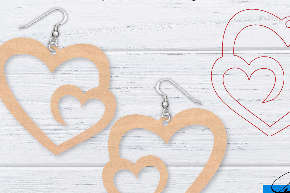 Σετ των 3 Intra απο ξύλο plywood 3mm-4mm πάχος – Σκουλαρίκια Valentine's | Δίασταση  5x5 cm INTRAFABR-49761414