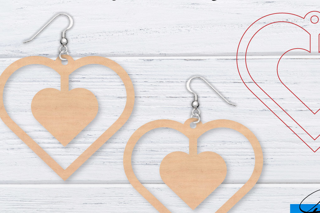 Σετ των 3 Intra απο ξύλο plywood 3mm-4mm πάχος – Σκουλαρίκια Valentine's | Δίασταση  5x5 cm INTRAFABR-49761744