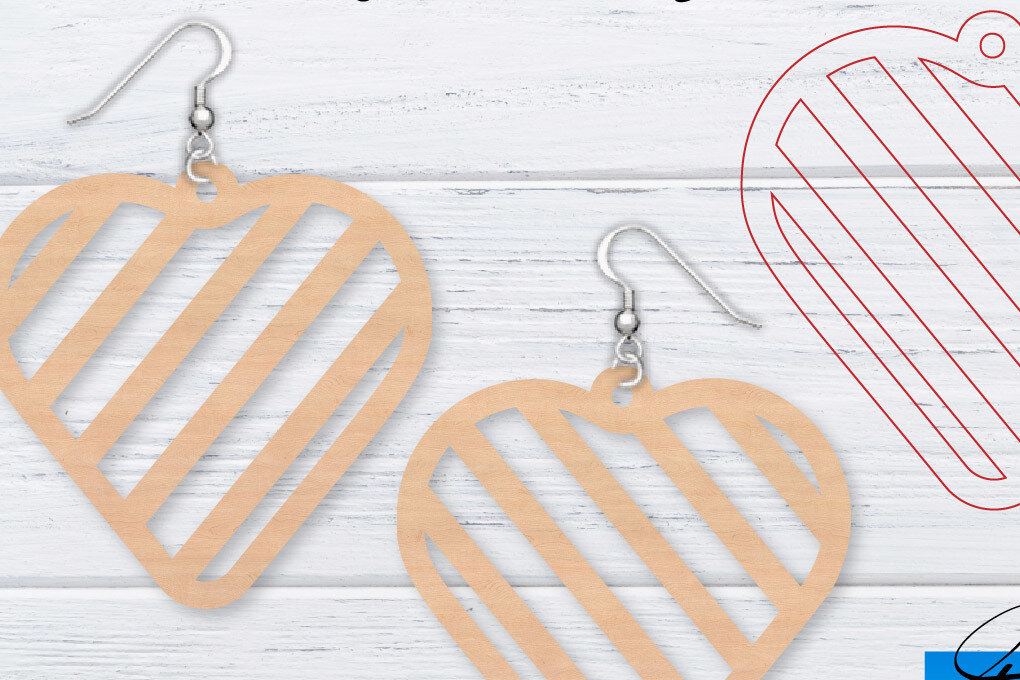 Σετ των 3 Intra απο ξύλο plywood 3mm-4mm πάχος – Σκουλαρίκια Valentine's | Δίασταση  5x5 cm INTRAFABR-49761984