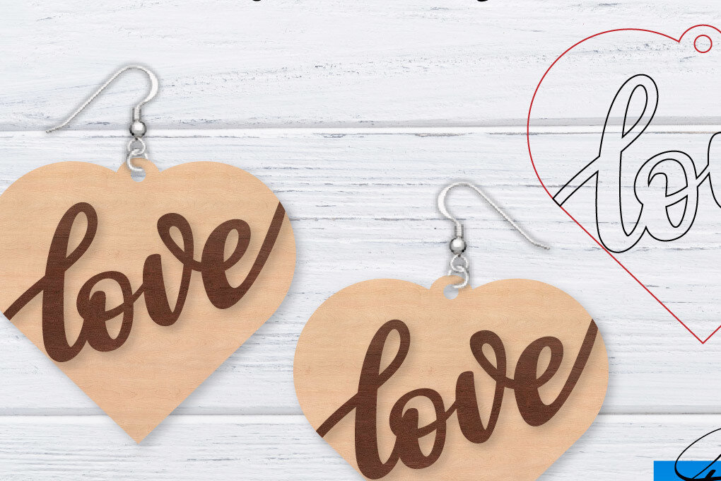 Σετ των 3 Intra απο ξύλο plywood 3mm-4mm πάχος – Σκουλαρίκια Valentine's | Δίασταση  5x5 cm INTRAFABR-49762168