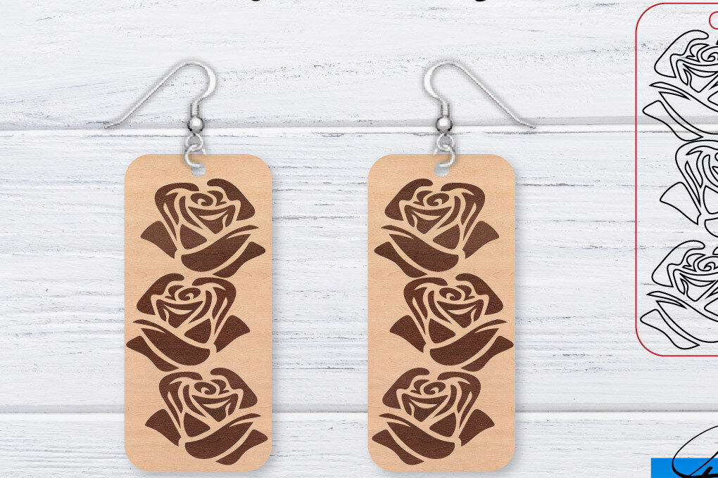 Σετ των 3 Intra απο ξύλο plywood 3mm-4mm πάχος – Σκουλαρίκια Valentine's | Δίασταση  5x5 cm INTRAFABR-49762469