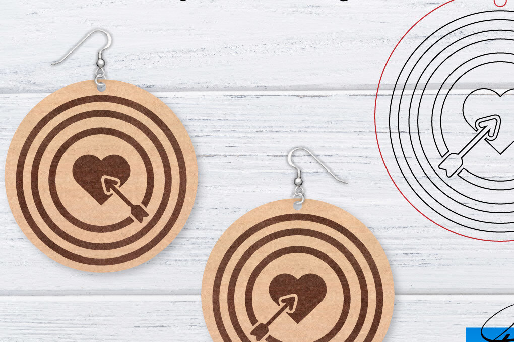 Σετ των 3 Intra απο ξύλο plywood 3mm-4mm πάχος – Σκουλαρίκια Valentine's | Δίασταση  5x5 cm INTRAFABR-49762574