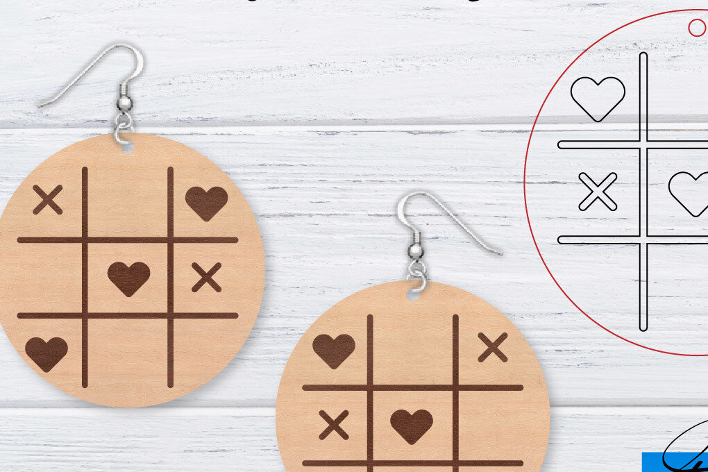 Σετ των 3 Intra απο ξύλο plywood 3mm-4mm πάχος – Σκουλαρίκια Valentine's | Δίασταση  5x5 cm INTRAFABR-49762697