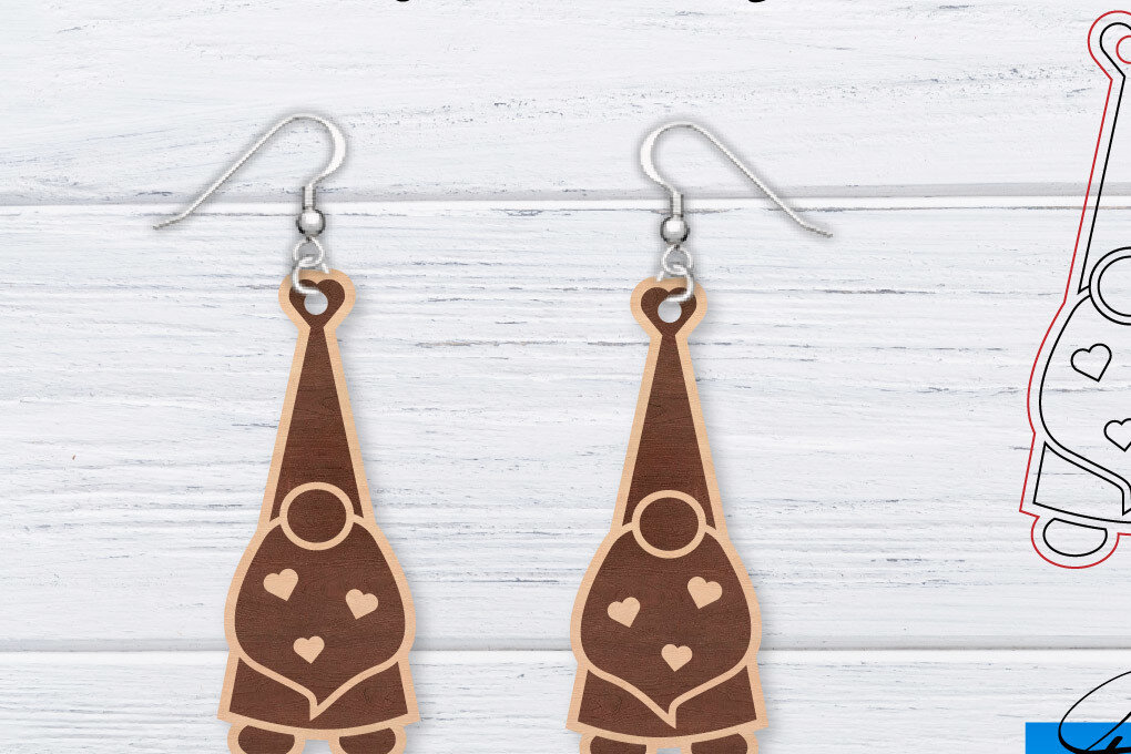 Σετ των 3 Intra απο ξύλο plywood 3mm-4mm πάχος – Σκουλαρίκια Valentine's | Δίασταση  5x5 cm INTRAFABR-49763414