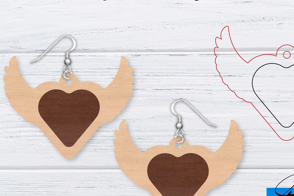 Σετ των 3 Intra απο ξύλο plywood 3mm-4mm πάχος – Σκουλαρίκια Valentine's | Δίασταση  5x5 cm INTRAFABR-49763538