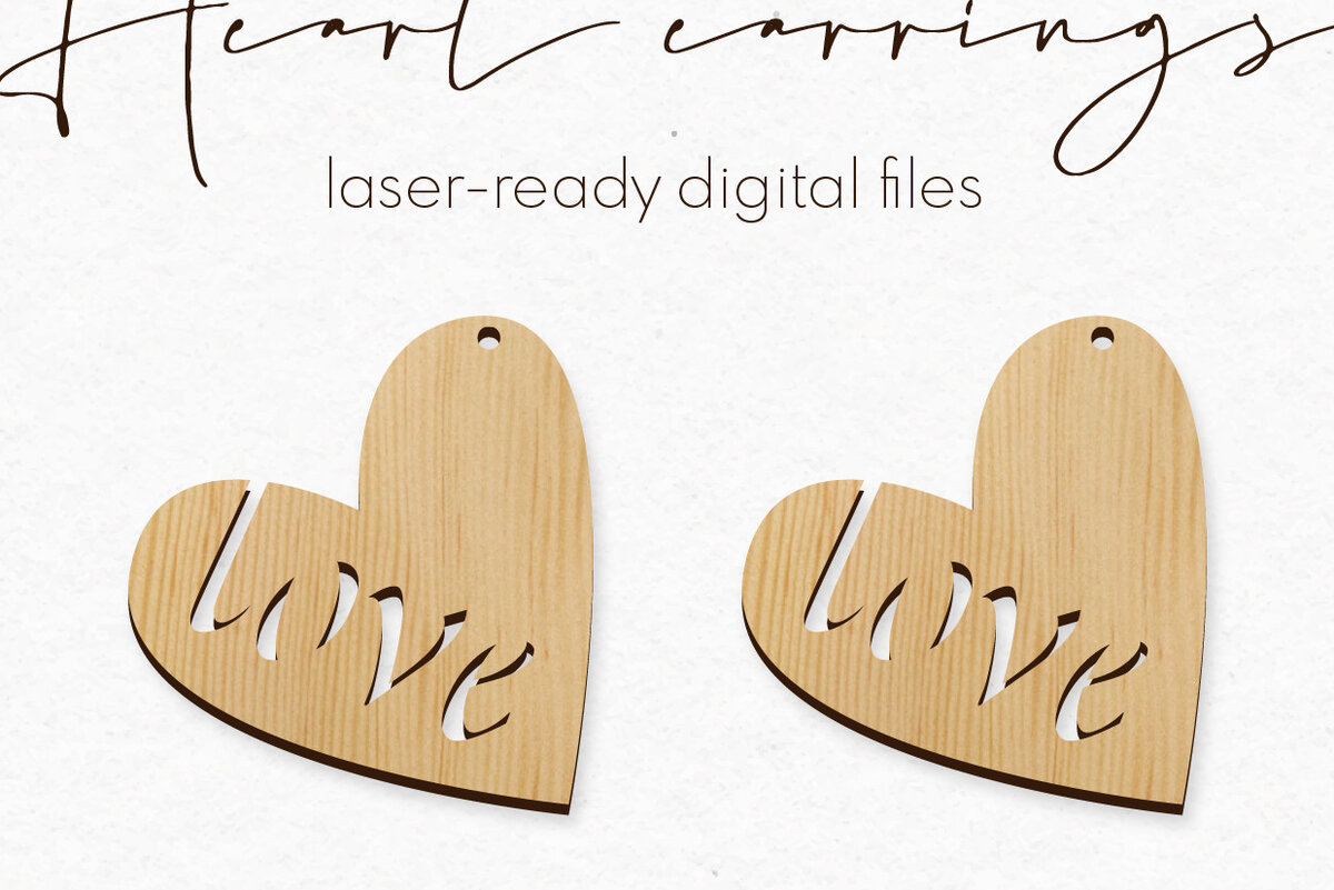 Σετ των 3 Intra απο ξύλο plywood 3mm-4mm πάχος – Σκουλαρίκια Valentine's | Δίασταση  5x5 cm INTRAFABR-56553471