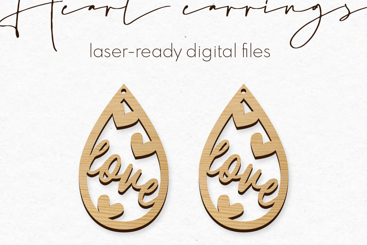 Σετ των 3 Intra απο ξύλο plywood 3mm-4mm πάχος – Σκουλαρίκια Valentine's | Δίασταση  5x5 cm INTRAFABR-56553548