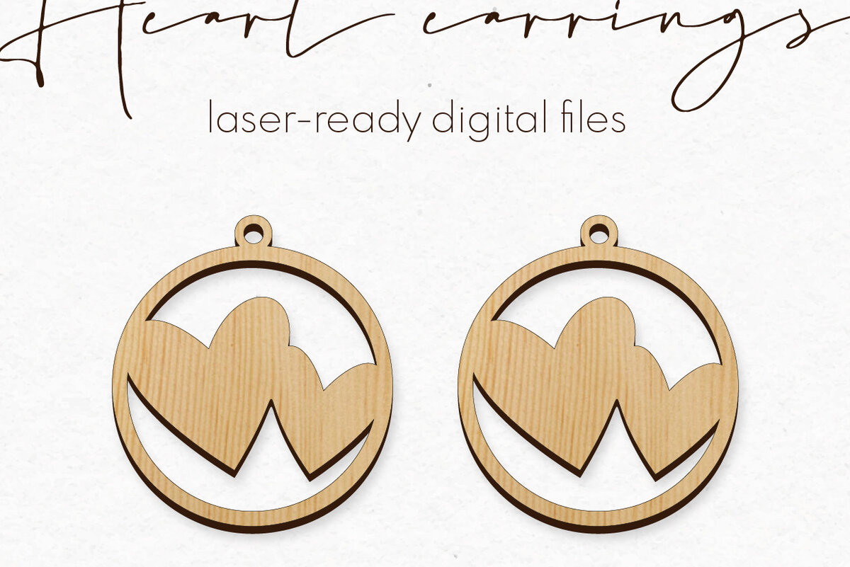 Σετ των 3 Intra απο ξύλο plywood 3mm-4mm πάχος – Σκουλαρίκια Valentine's | Δίασταση  5x5 cm INTRAFABR-57118693