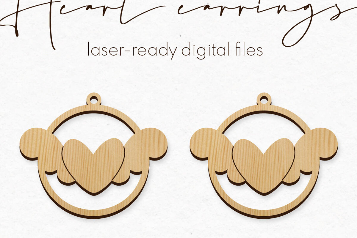 Σετ των 3 Intra απο ξύλο plywood 3mm-4mm πάχος – Σκουλαρίκια Valentine's | Δίασταση  5x5 cm INTRAFABR-57352006