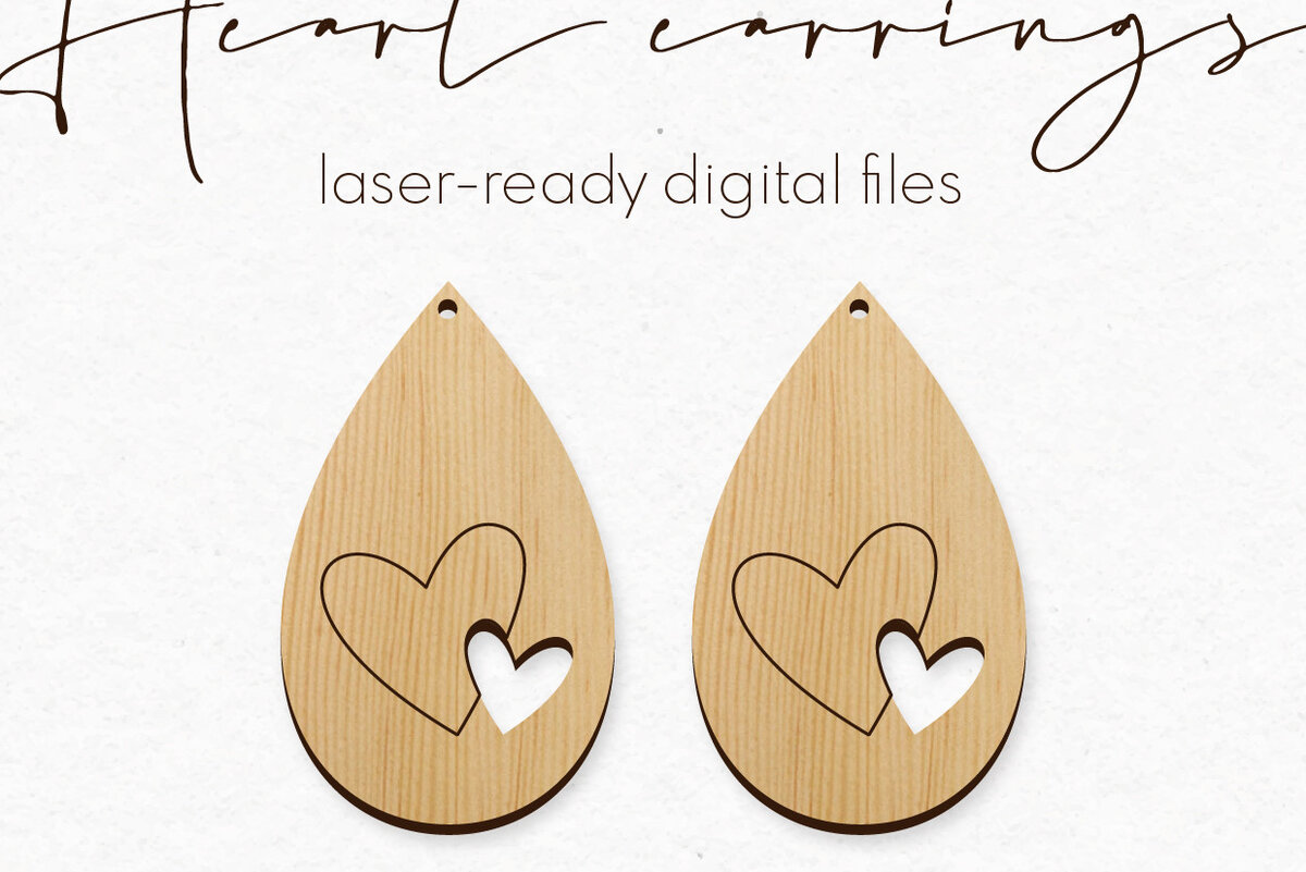 Σετ των 3 Intra απο ξύλο plywood 3mm-4mm πάχος – Σκουλαρίκια Valentine's | Δίασταση  5x5 cm INTRAFABR-57360054