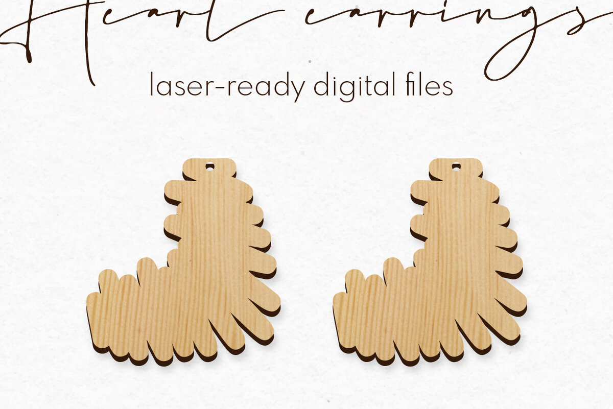 Σετ των 3 Intra απο ξύλο plywood 3mm-4mm πάχος – Σκουλαρίκια Valentine's | Δίασταση  5x5 cm INTRAFABR-57878125