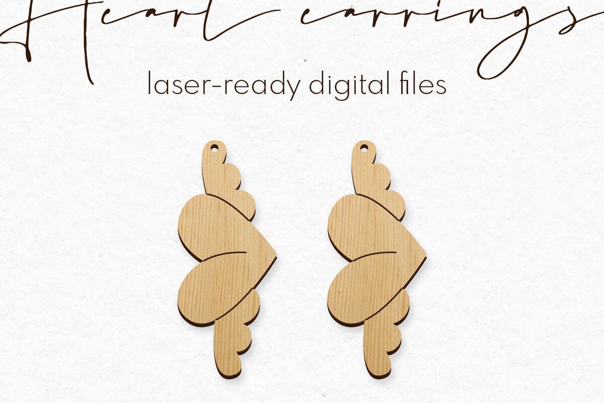 Σετ των 3 Intra απο ξύλο plywood 3mm-4mm πάχος – Σκουλαρίκια Valentine's | Δίασταση  5x5 cm INTRAFABR-57988952