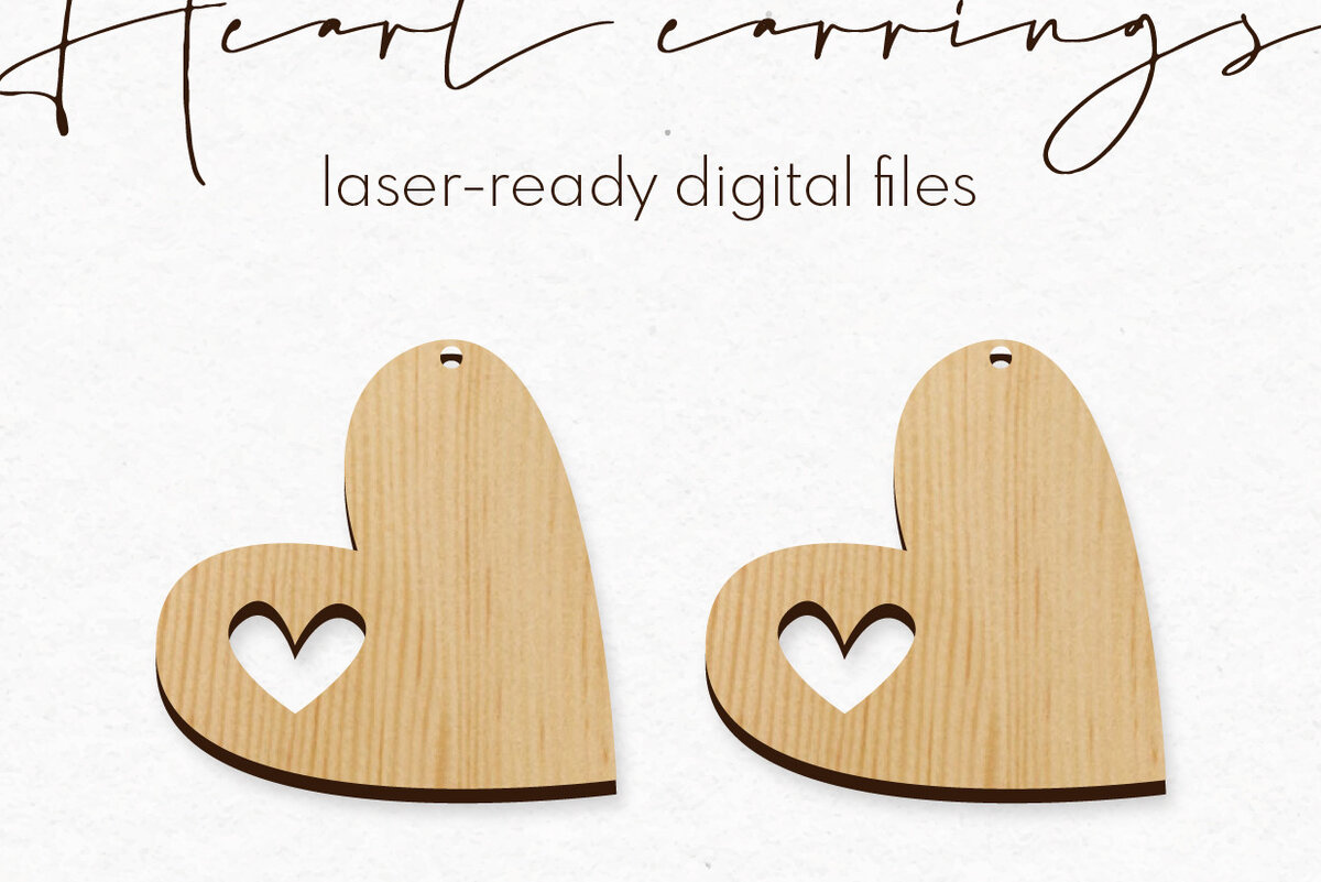 Σετ των 3 Intra απο ξύλο plywood 3mm-4mm πάχος – Σκουλαρίκια Valentine's | Δίασταση  5x5 cm INTRAFABR-58104945