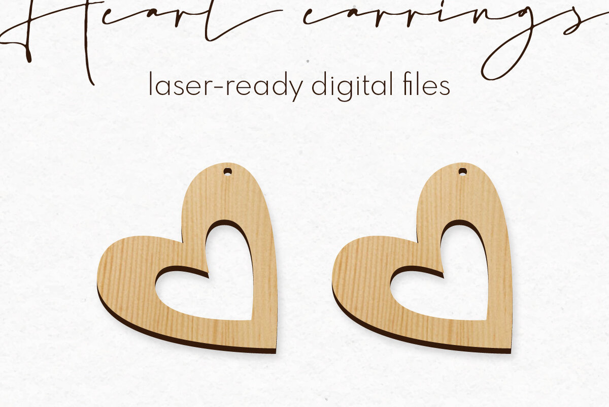 Σετ των 3 Intra απο ξύλο plywood 3mm-4mm πάχος – Σκουλαρίκια Valentine's | Δίασταση  5x5 cm INTRAFABR-58290465