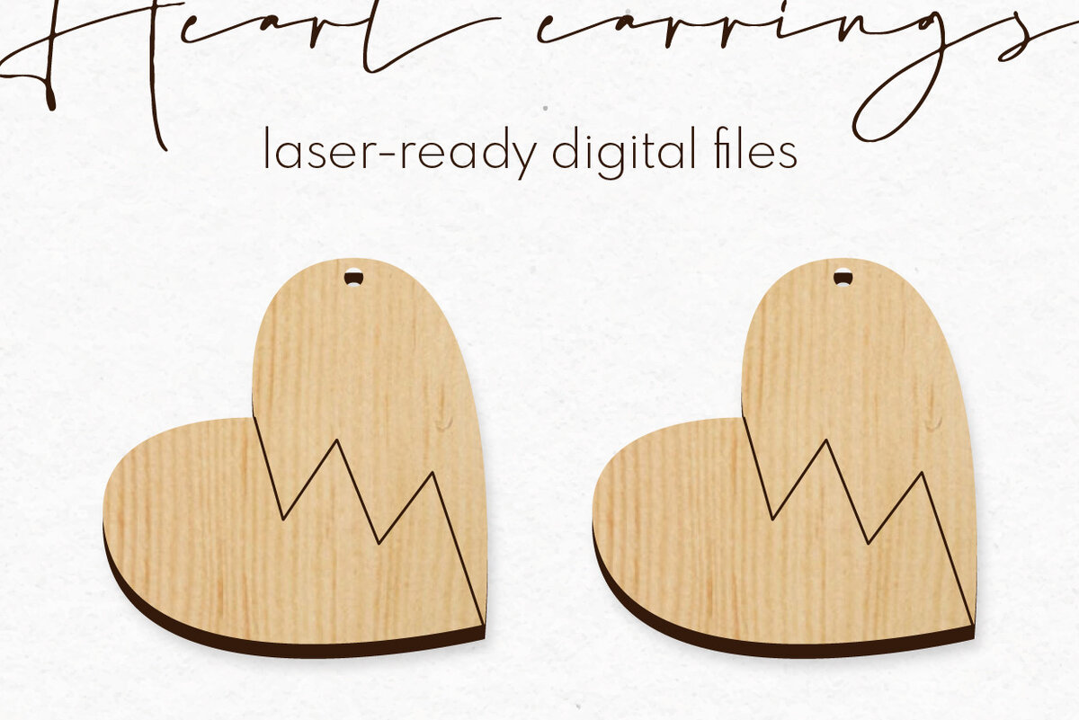 Σετ των 3 Intra απο ξύλο plywood 3mm-4mm πάχος – Σκουλαρίκια Valentine's | Δίασταση  5x5 cm INTRAFABR-58523226