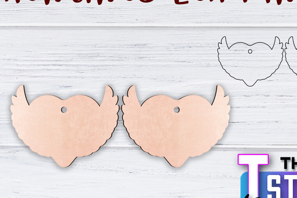 Σετ των 3 Intra απο ξύλο plywood 3mm-4mm πάχος – Σκουλαρίκια Valentine's | Δίασταση  5x5 cm INTRAFABR-49499382