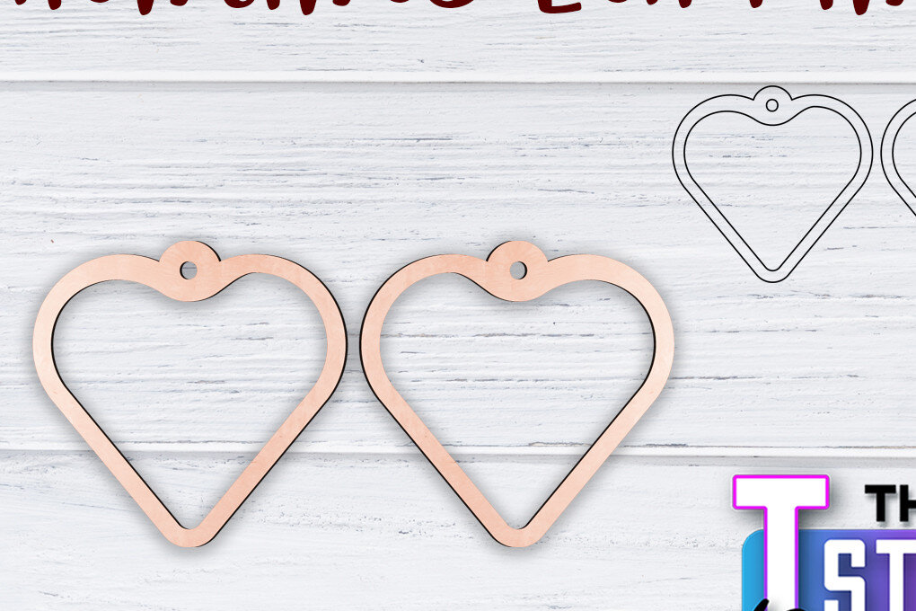 Σετ των 3 Intra απο ξύλο plywood 3mm-4mm πάχος – Σκουλαρίκια Valentine's | Δίασταση  5x5 cm INTRAFABR-49499450