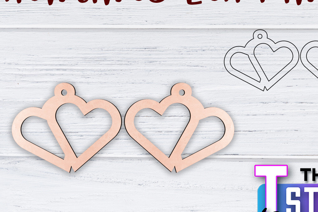 Σετ των 3 Intra απο ξύλο plywood 3mm-4mm πάχος – Σκουλαρίκια Valentine's | Δίασταση  5x5 cm INTRAFABR-49499514