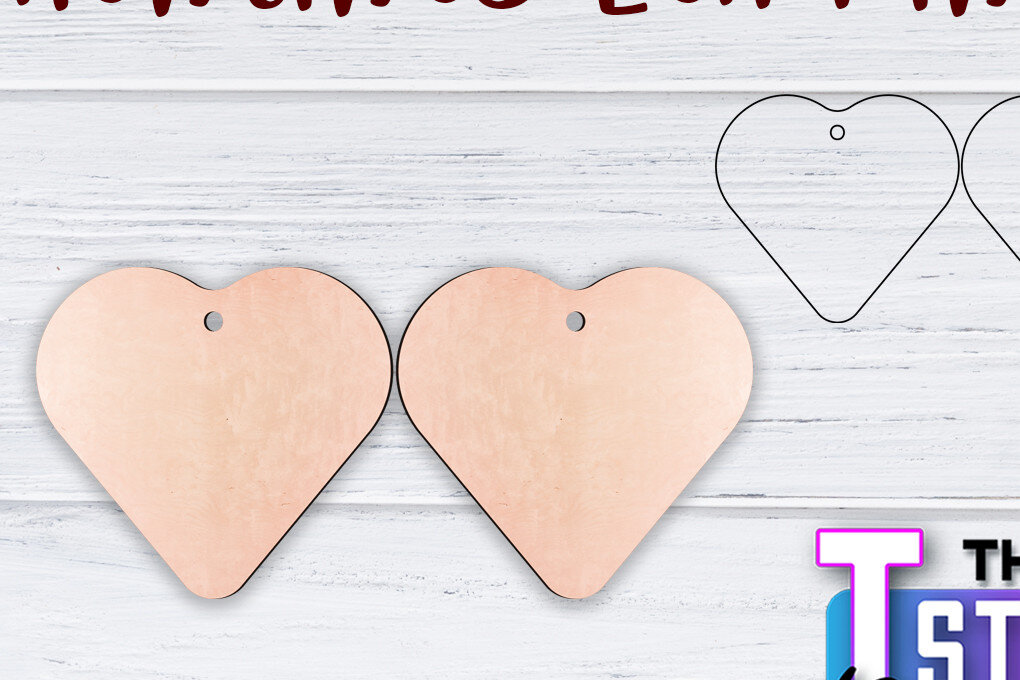 Σετ των 3 Intra απο ξύλο plywood 3mm-4mm πάχος – Σκουλαρίκια Valentine's | Δίασταση  5x5 cm INTRAFABR-49499590