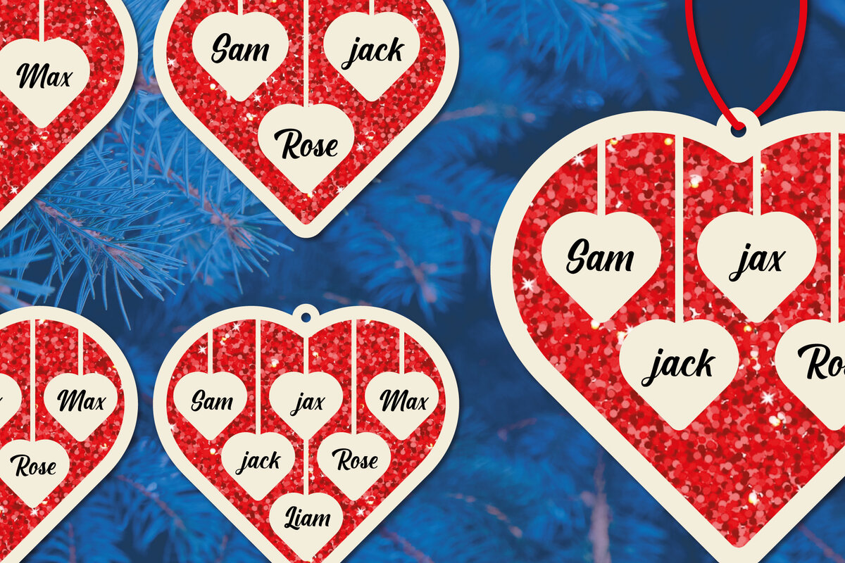 Σετ των 2 Intra απο ξύλο plywood 3mm-4mm πάχος – Ονόματα μελών της οικογένειας του Αγίου Βαλεντίνου στην καρδιά Δίασταση  20x20 cm INTRAFABR-54529911