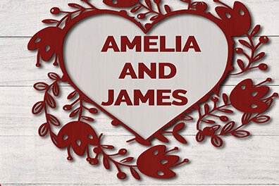 Σετ των 2 Intra απο ξύλο plywood 3mm-4mm πάχος – Floral καρδιά του Αγίου Βαλεντίνου Δίασταση  20x20 cm INTRAFABR-16035380