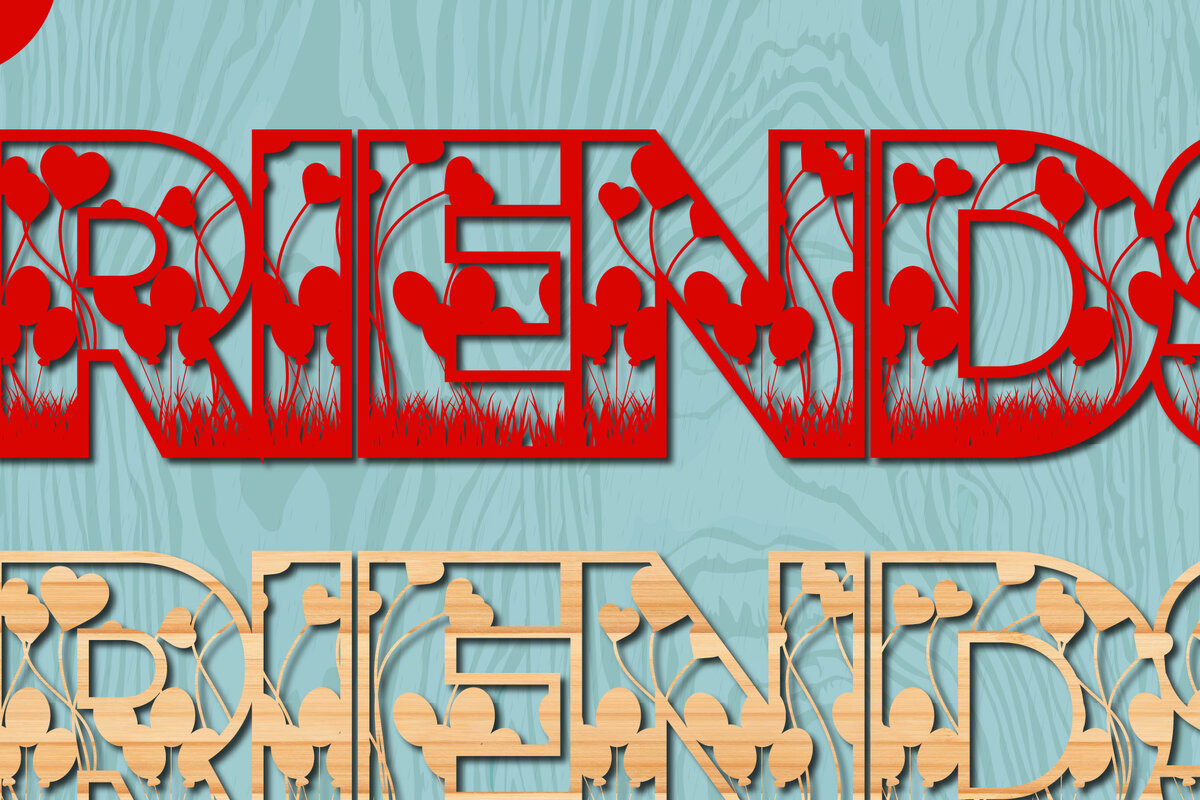 Σετ των 2 Intra απο ξύλο plywood 3mm-4mm πάχος – Valentine's Friends Δίασταση  20x20 cm INTRAFABR-22047265