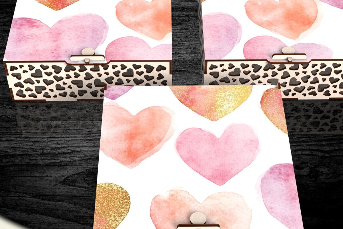 Σετ των 2 Intra απο ξύλο plywood 3mm-4mm πάχος – Κουτί δώρου Αγίου Βαλεντίνου Δίασταση  20x20 cm INTRAFABR-114392533