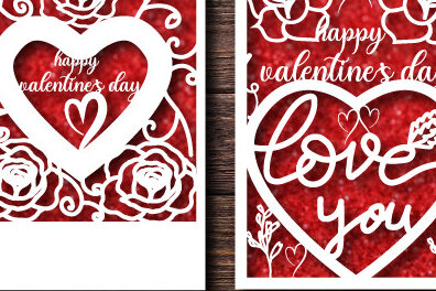 Σετ των 2 Intra απο ξύλο plywood 3mm-4mm πάχος – Πακέτο δωροκάρτας Αγίου Βαλεντίνου Laser Δίασταση  20x20 cm INTRAFABR-55868634