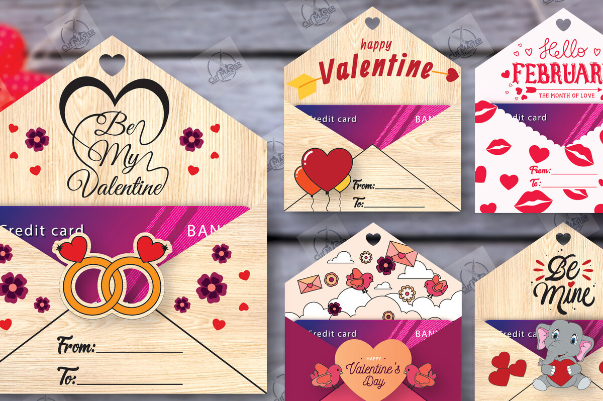 Σετ των 2 Intra απο ξύλο plywood 3mm-4mm πάχος – Πακέτο θήκης δωροκάρτας του Αγίου Βαλεντίνου Δίασταση  20x20 cm INTRAFABR-113939478