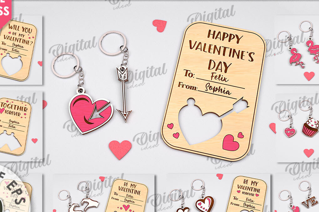 Σετ των 2 Intra απο ξύλο plywood 3mm-4mm πάχος – Δωροκάρτες Αγίου Βαλεντίνου Πακέτο κοπής με λέιζερ Δίασταση  20x20 cm INTRAFABR-111210586