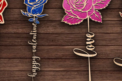 Σετ των 2 Intra απο ξύλο plywood 3mm-4mm πάχος – Δώρο Valentine’s Gift Rose Cut Laser Δίασταση  20x20 cm INTRAFABR-88694084