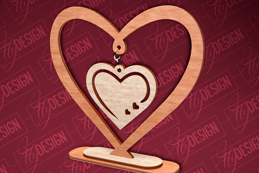 Σετ των 2 Intra απο ξύλο plywood 3mm-4mm πάχος – Κρεμαστό σταντ καρδιών του Αγίου Βαλεντίνου | CNC Δίασταση  20x20 cm INTRAFABR-83612198