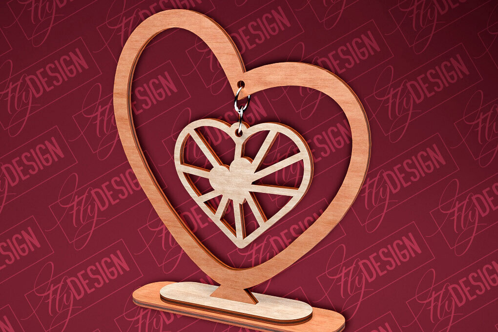 Σετ των 2 Intra απο ξύλο plywood 3mm-4mm πάχος – Κρεμαστό σταντ καρδιών του Αγίου Βαλεντίνου | CNC Δίασταση  20x20 cm INTRAFABR-83611826