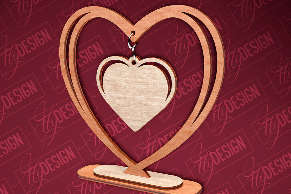 Σετ των 2 Intra απο ξύλο plywood 3mm-4mm πάχος – Κρεμαστό σταντ καρδιών του Αγίου Βαλεντίνου | CNC Δίασταση  20x20 cm INTRAFABR-83611868