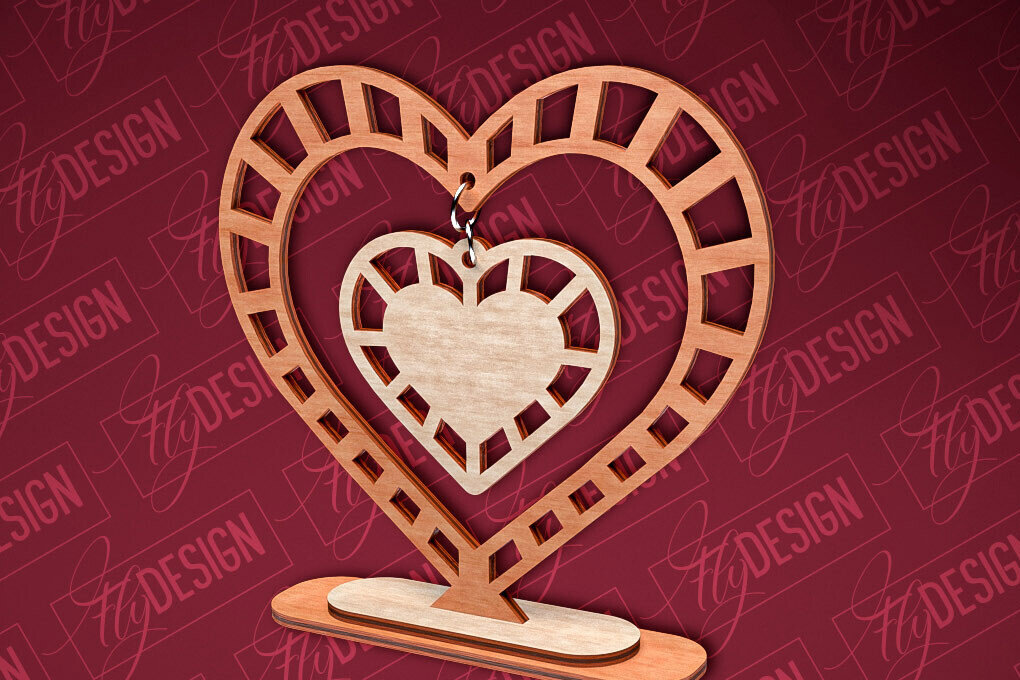 Σετ των 2 Intra απο ξύλο plywood 3mm-4mm πάχος – Κρεμαστό σταντ καρδιών του Αγίου Βαλεντίνου | CNC Δίασταση  20x20 cm INTRAFABR-83612043