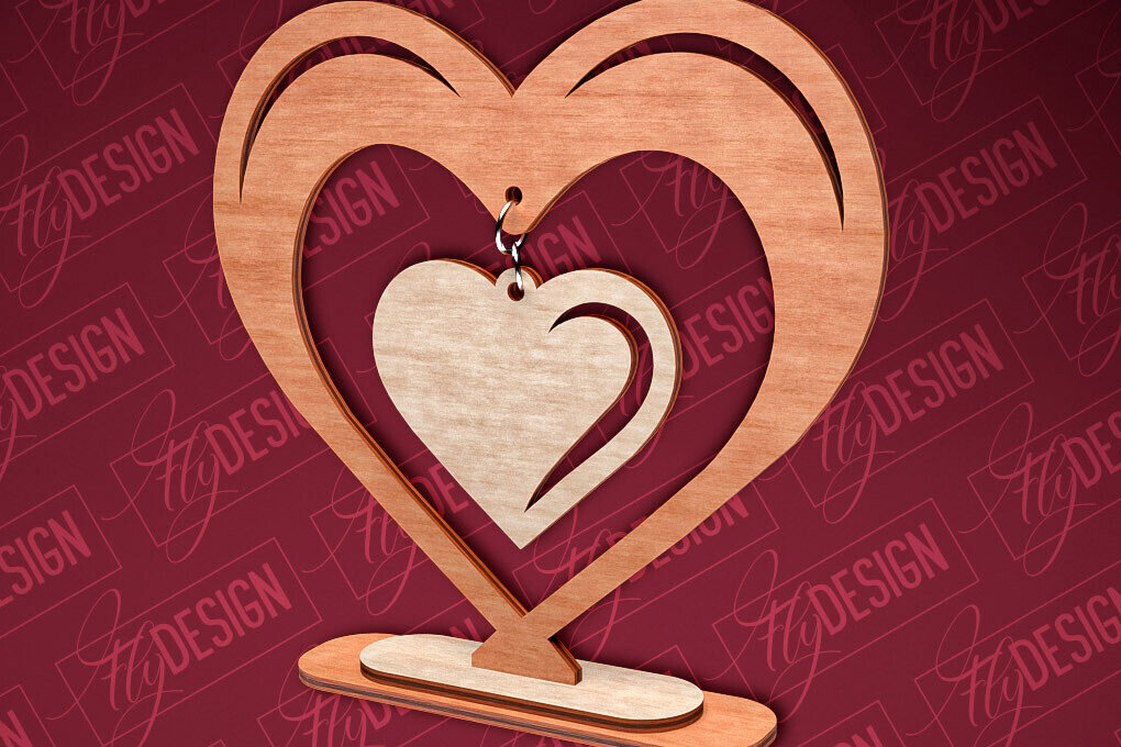 Σετ των 2 Intra απο ξύλο plywood 3mm-4mm πάχος – Κρεμαστό σταντ καρδιών του Αγίου Βαλεντίνου | CNC Δίασταση  20x20 cm INTRAFABR-83612067