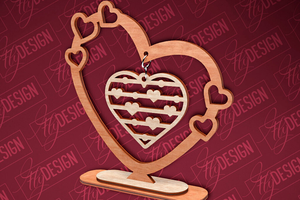Σετ των 2 Intra απο ξύλο plywood 3mm-4mm πάχος – Κρεμαστό σταντ καρδιών του Αγίου Βαλεντίνου | CNC Δίασταση  20x20 cm INTRAFABR-83612092