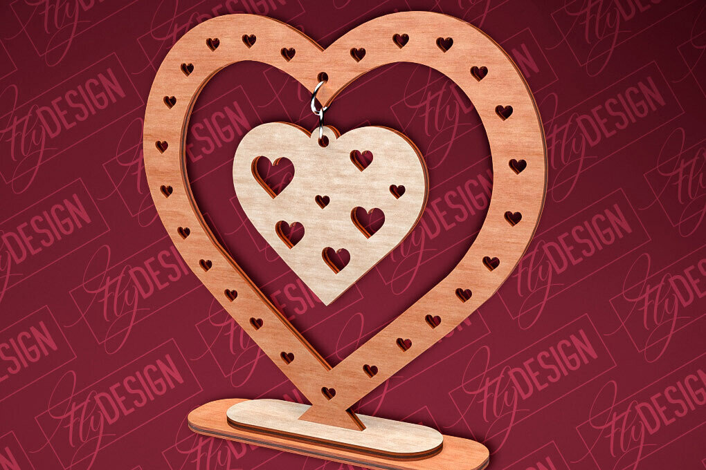 Σετ των 2 Intra απο ξύλο plywood 3mm-4mm πάχος – Κρεμαστό σταντ καρδιών του Αγίου Βαλεντίνου | CNC Δίασταση  20x20 cm INTRAFABR-83612141