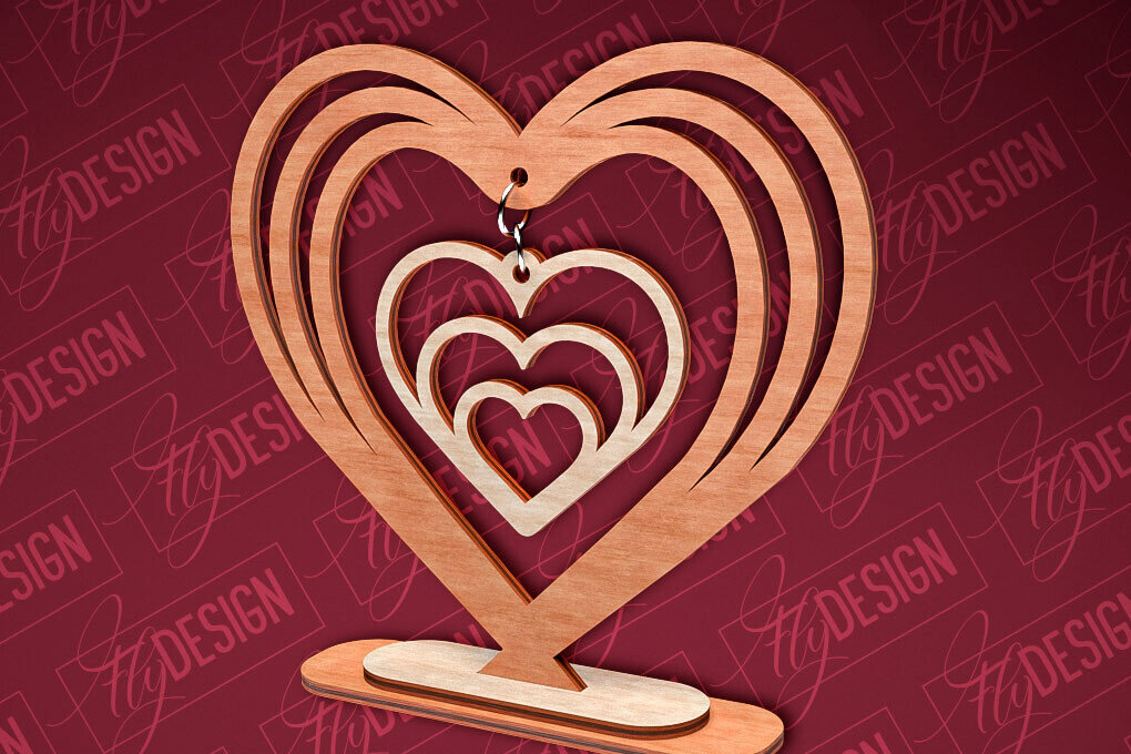 Σετ των 2 Intra απο ξύλο plywood 3mm-4mm πάχος – Κρεμαστό σταντ καρδιών του Αγίου Βαλεντίνου | CNC Δίασταση  20x20 cm INTRAFABR-83612171