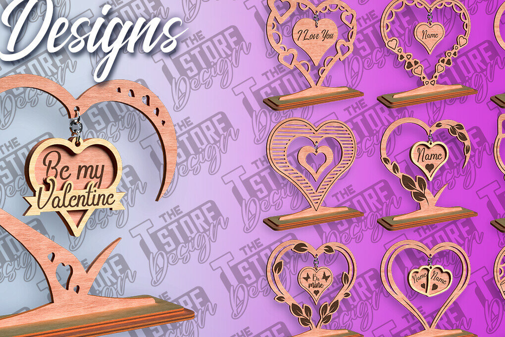 Σετ των 2 Intra απο ξύλο plywood 3mm-4mm πάχος –  βάσης κρεμαστό καρδιών του Αγίου Βαλεντίνου Δίασταση  20x20 cm INTRAFABR-81249685