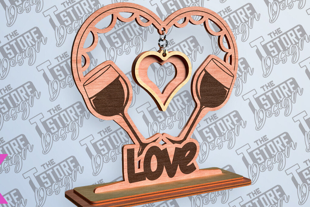 Σετ των 2 Intra απο ξύλο plywood 3mm-4mm πάχος –  βάσης κρεμαστό καρδιών του Αγίου Βαλεντίνου Δίασταση  20x20 cm INTRAFABR-81249142