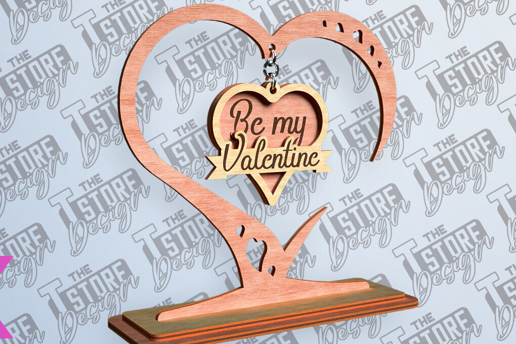 Σετ των 2 Intra απο ξύλο plywood 3mm-4mm πάχος –  βάσης κρεμαστό καρδιών του Αγίου Βαλεντίνου Δίασταση  20x20 cm INTRAFABR-81249236