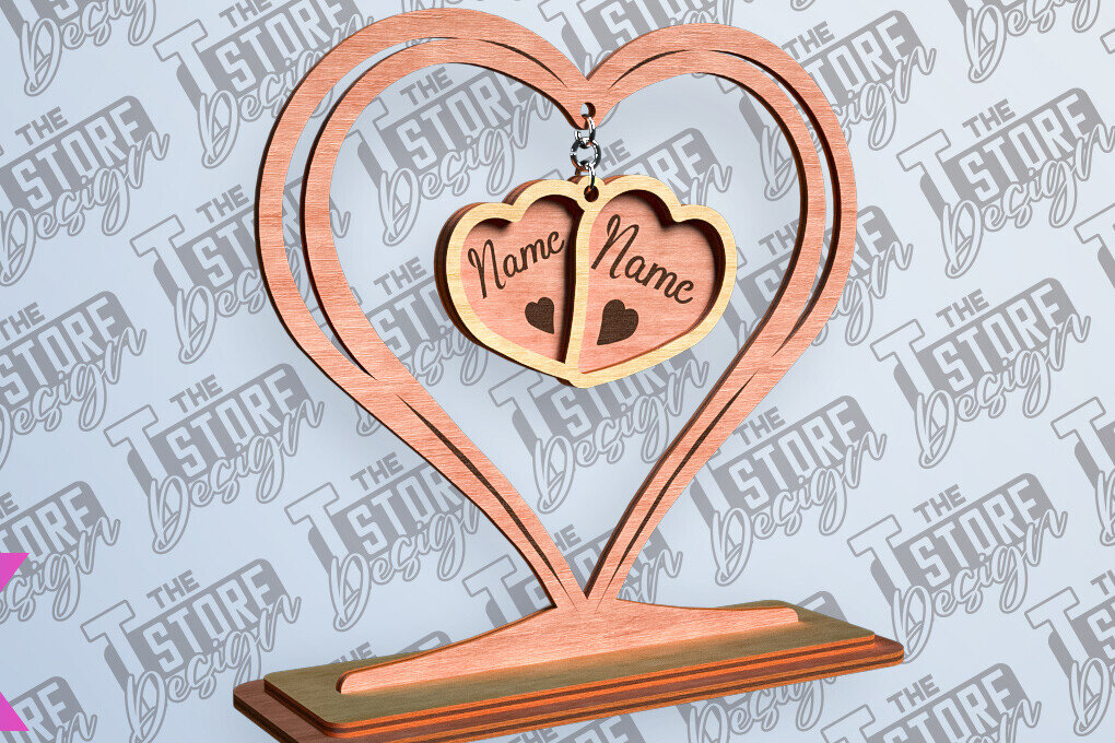 Σετ των 2 Intra απο ξύλο plywood 3mm-4mm πάχος –  βάσης κρεμαστό καρδιών του Αγίου Βαλεντίνου Δίασταση  20x20 cm INTRAFABR-81249266