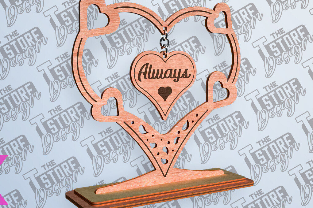 Σετ των 2 Intra απο ξύλο plywood 3mm-4mm πάχος –  βάσης κρεμαστό καρδιών του Αγίου Βαλεντίνου Δίασταση  20x20 cm INTRAFABR-81249500