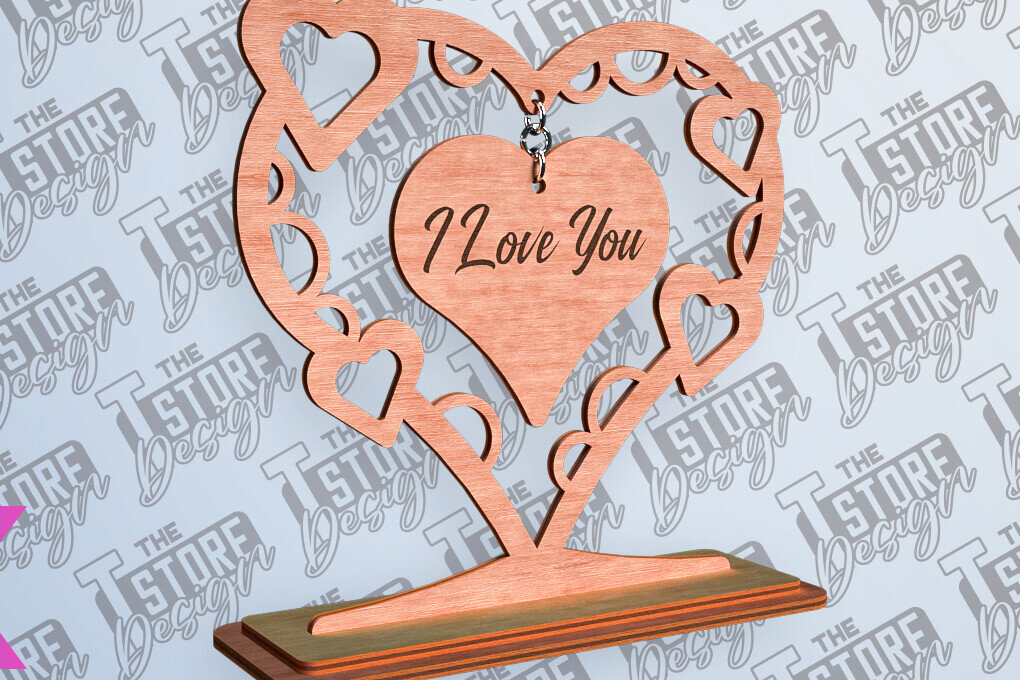 Σετ των 2 Intra απο ξύλο plywood 3mm-4mm πάχος –  βάσης κρεμαστό καρδιών του Αγίου Βαλεντίνου Δίασταση  20x20 cm INTRAFABR-81249096