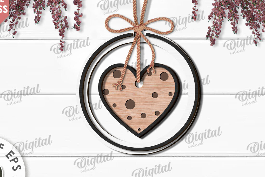 Σετ των 2 Intra απο ξύλο plywood 3mm-4mm πάχος – Κρεμαστό στολίδι Αγίου Βαλεντίνου Κόψιμο με λέιζερ Δίασταση  20x20 cm INTRAFABR-112121259