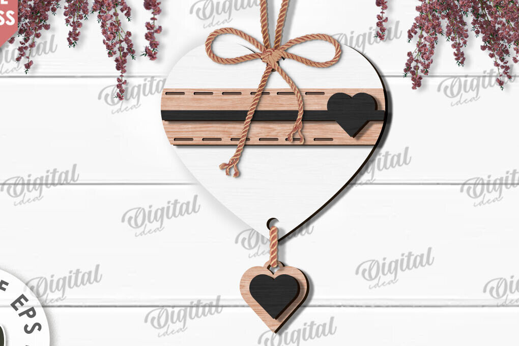 Σετ των 2 Intra απο ξύλο plywood 3mm-4mm πάχος – Κρεμαστό στολίδι Αγίου Βαλεντίνου Κόψιμο με λέιζερ Δίασταση  20x20 cm INTRAFABR-112121286